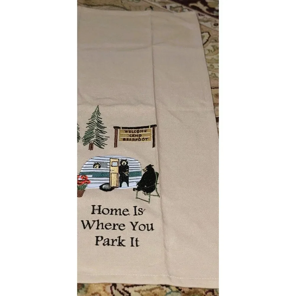 Embroidered RV Camper Dish/ Tea Towel Black Bears Smokies *NEW Home is Where You